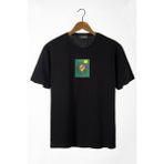 Terapi Men 22Y-3400762-64 Siyah Bisiklet Yaka Önü Smiley Baskılı Oversize Erkek T-shirt