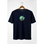 Terapi Men 22Y-3400762-67 Bisiklet Yaka Önü Scooter Baskılı Oversize Lacivert Erkek T-shirt