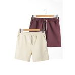 Terapi Men 2'li Erkek Bordo - Ekru Basic Regular Fit Şort & Bermuda