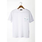 Terapi Men Erkek Beyaz Bisiklet Yaka Cepli Oversize T-Shirt 22Y-3400762-44