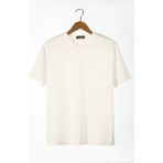 Terapi Men Erkek Bisiklet Yaka Oversize Rahat Kalıp Basic T-Shirt 22Y-3400761-1 Ekru