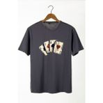 Terapi Men Erkek Füme Iskambil Kağıdı Baskılı Bisiklet Yaka Oversize T-Shirt 22Y-3400762-2