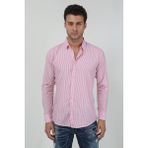 Terapi Men Erkek Kalın Dik Çizgili Uzun Kollu Slim Fit Gömlek Sg-U 21Y-4300599 - 2XL - Kırmızı