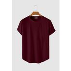 Terapi Men Erkek Kırmızı Kolları Katlı Oval Kesim Cepsiz Bisiklet Yaka T-Shirt