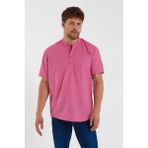 Terapi Men Erkek Koyu Hakim Yaka Yarım Patlı Ekoseli Kısa Kollu Slim Fit Gömlek Sg-K 21Y-4300602-1 - XL - Koyu Pembe