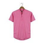 Terapi Men Erkek Koyu Pembe Hakim Yaka Yarım Patlı Ekoseli Kısa Kollu Slim Fit Gömlek