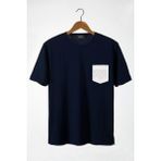 Terapi Men Erkek Lacivert Bisiklet Yaka Cepli Oversize T-Shirt 22Y-3400762-11