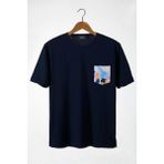 Terapi Men Erkek Lacivert Bisiklet Yaka Cepli Oversize T-Shirt 22Y-3400762-33 - 2XL