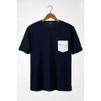 Terapi Men Erkek Lacivert Bisiklet Yaka Cepli Oversize T-Shirt 22Y-3400762-44
