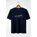 Terapi Men Erkek Lacivert Önü Atatürk Imza Baskılı Bisiklet Yaka Oversize T-Shirt 22Y-3400762-55