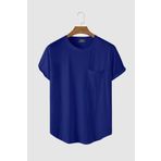 Terapi Men Erkek Mavi Bisiklet Yaka Oval Kesim Cepli Basic T-shirt