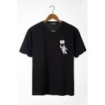 Terapi Men Erkek Siyah Astronot Baskılı Bisiklet Yaka Oversize Rahat Kalıp Basic T-Shirt 22Y-3400761-3