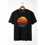 Terapi Men Erkek Siyah Güneş Baskılı Bisiklet Yaka Oversize T-Shirt 22Y-3400762-1