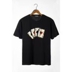 Terapi Men Erkek Siyah Iskambil Kağıdı Baskılı Bisiklet Yaka Oversize T-Shirt 22Y-3400762-2