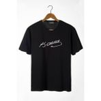 Terapi Men Erkek Siyah Önü Atatürk Imza Baskılı Bisiklet Yaka Oversize T-Shirt 22Y-3400762-55