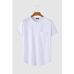 Terapi Men Erkek Yuvarlak Yaka Oval Kesim Cepli Basic T-Shirt Beyaz