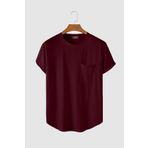 Terapi Men Erkek Yuvarlak Yaka Oval Kesim Cepli Basic T-Shirt Bordo