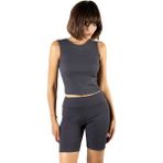 Terapi Men Kadın Antrasit Fitted/vücuda Oturan Crop Halter Yaka Fitilli Esnek Örme Bluz Atlet 23K-TRP-CRP06