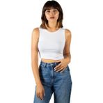 Terapi Men Kadın Beyaz Fitted/vücuda Oturan Crop Halter Yaka Fitilli Esnek Örme Bluz Atlet 23K-TRP-CRP06
