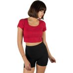 Terapi Men Kadın Kırmızı Havuz Yaka Fitted/vücuda Oturan Kısa Kol Crop Tişört 23K-TRP-CRP04