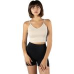 Terapi Men Kadın Krem Ip Askılı Fitted/vücuda Oturan Fitilli Örme Crop Top Bluz 23K-TRP-CRP05