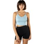 Terapi Men Kadın Mavi Ip Askılı Fitted/vücuda Oturan Fitilli Örme Crop Top Bluz 23K-TRP-CRP05