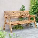 Teras Bahçe Bankı, Açık Ahşap Sandalyeler, Kolçaklı, Koltuk ve Sırtlı Latte, Park, Avlu, Sundurma, Çim, Balkon, Arka Bahçe için (Renk: Renkli Vernik, Taill