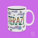 Terazi Burcu Libra Astroloji Temalı Özel Çizim Tasarım Hediyelik Porselen Kahve Kupası - Beyaz - 325 ml