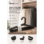 Tercih Home 20 Adet Siyah Elbise, Fular, Gömlek, Tişört Askısı Kırılmaz Askı