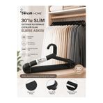 Tercih Home 30 Adet Büyük Boy Moderen Siyah Slim Elbise,Fular,Gömlek,Tişört Askısı - Esnek ve Dayanıklı Kıyafet Askısı Çizgili Tasarım Kaymayı Engeller