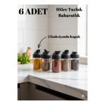 Tercih Home 6'lı Çift Kapaklı Mini Twice Cam Baharatlık Seti - Tuzluk Biberlik Chef Baharatlık 105ML
