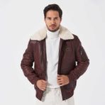 Tergan E23KDM310496-R4W Kahve Kürklü Erkek Deri Mont