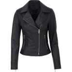 Tergan Siyah Hakiki Deri Kadın Hakiki Deri Biker Mont - K25KDM320479-Q3H - Siyah_Q3H