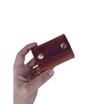 TeriArte Hakiki Deri Avuçiçi Kartlık, Gerçek Deri Minimal Kartlık, Çift Çıtçıtlı, Unisex, Hediyelik Ürün (Camel)