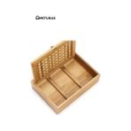Terletmez Shop Bambu Duvar Montajlı Anahtarlık Kutusu, Kafes Desenli Kapak, 27,2X19,1X6,3 Cm, Doğal - 0-Koyu Mavi - Option-1