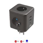Termal Akım Korumalı 3'Lü Priz – 2500W USB & Type-C 2.1A Şarj Çıkışlı 10A Güç Koruma Ünitesi 3440 (Siyah)