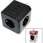 TERMAL AKIM KORUMALI 3X PRİZ 3X USB DUVAR TİPİ PRİZ SİYAH 10A - 2500W-Findit