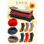 Termal Ozellikli 2X Korumali (3 Cıft) Asorti Renkli Kadin Kislik Havlu Patik Corap
