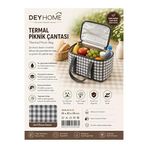 Termal Piknik Çantası 35x20x20 cm – Isı Yalıtımlı Soğuk ve Sıcak Tutucu Çanta | Ekose Desenli Termal Yemek ve İçecek Taşıma Çantası, Kamp ve Piknik Çantası