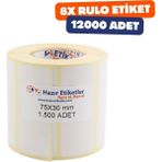 Termal Rulo Etiket 75MM x 30MM 12000 Adet 8 Rulo 40MM Çapı Barkod Yazıcılar ile Uyumludur Ribon Kullanmadan Yazdırılabilir - 41 Delft Blue