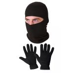 Termal Siyah Unisex Kar Maskesi Polar Eldiven Set