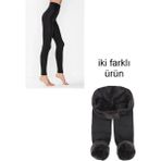 Termal Tayt ve Şardonlu Peluş Tayt Set Ikisi Bir Arada - XL