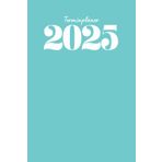 Terminkalender 2025 im praktischen A5 Format, zwei Tage pro Buch in edlem türkis mit schöner Aufteilung: Dieser Buchkalender / Terminplaner für 2025 ... gestaltet, deutsche Feiertage sind enthalten