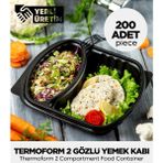 Termoform 2 Gözlü Yemek Kabı 200 Adet