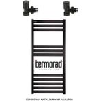 Termorad 50 x 110 cm Termorad Petsa Slim +2 Adet Radyatör Havlupan Vanası Siyah Mat 1/2' - 50 x 100 cm