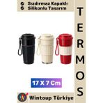 #Termos Kamp Outdoor Günlük İş Yeri Ofis Piknik Sızdırmaz Kapaklı Silikonlu Termos Bardak 17 X 7 Cm