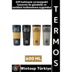 #Termos Kamp Outdoor Piknik Ev Ofis Gündelik Hediyelik Şık Detaylı Çift Katmanlı Mug Termos 600 Ml