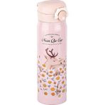 Termos Pembe Sarı Çiçekli 500 ml Paslanmaz Çelik Termos - 0,50 lt