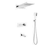 Termostatik Ankastre Duş Seti 550X220 Mm Yağmur Panel 3 Yönlü Butonlu Sus 304 Paslanmaz Pirinç Krom