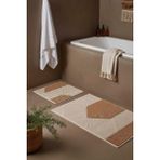 Terra Geometrik 2’li Banyo & Klozet Paspas Takımı - Kahverengi